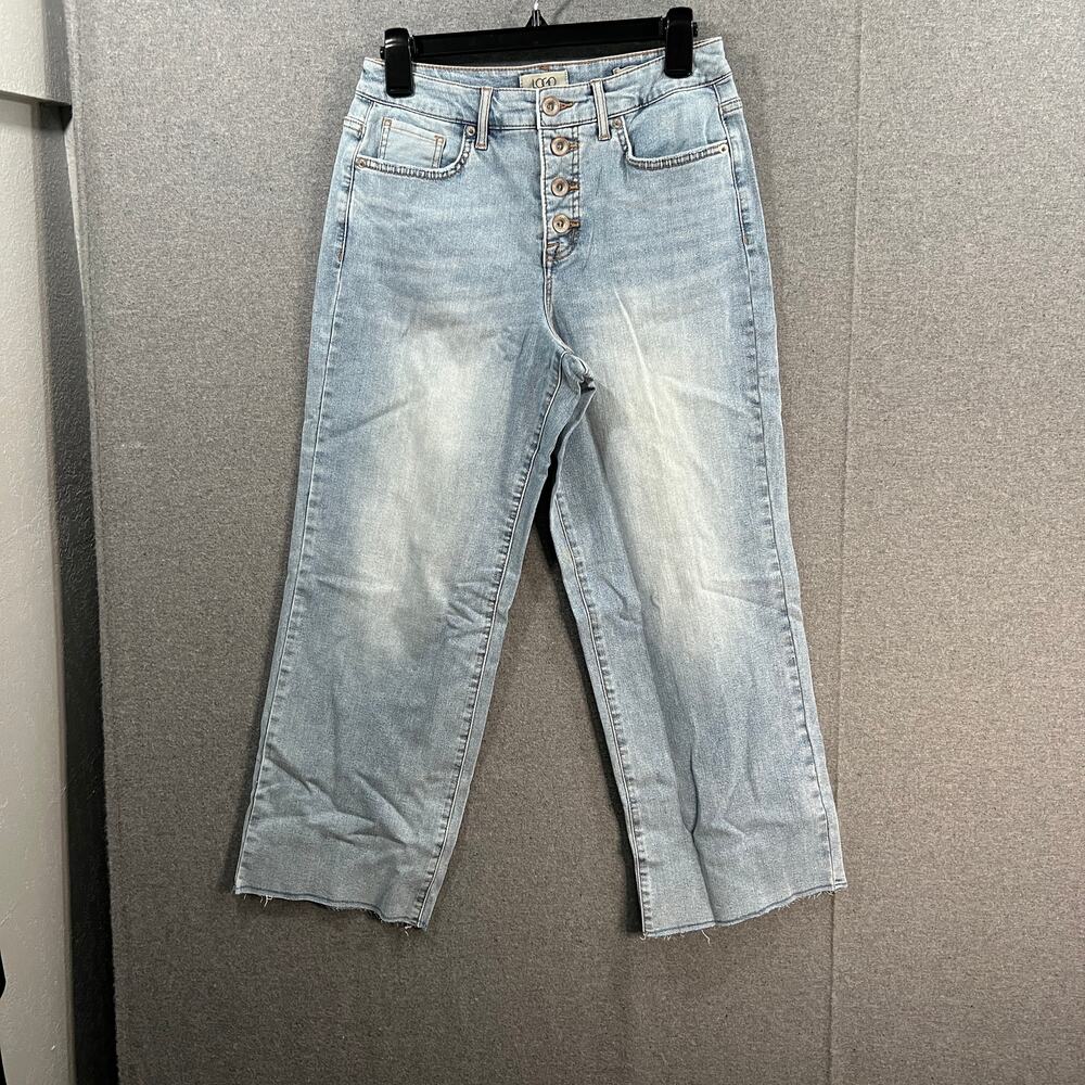 LOGO by Lori Goldstein Wide Leg Jeans with Button Fly Light Wash Tall size 4